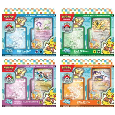 Cuatro mazos Pokémon World Championships 2025 con cartas de campeones