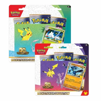 Set Cartas Pokémon TCG 30 Aniversario Colección Pegatinas Técnicas con Pikachu