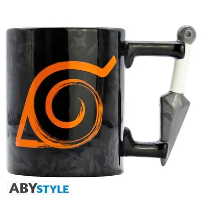 Taza Kunai 3D Naruto Shippuden Abystyle con logo naranja