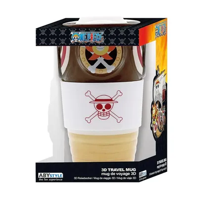 Vaso viajero 3D Thousand Sunny One Piece con logo calavera