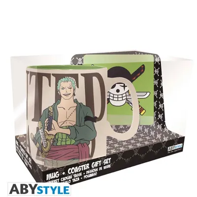 Taza y posavasos Zoro One Piece con diseño oficial