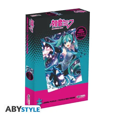 Rompecabezas Hatsune Miku 1000 piezas con diseño cyberpunk turquesa y magenta