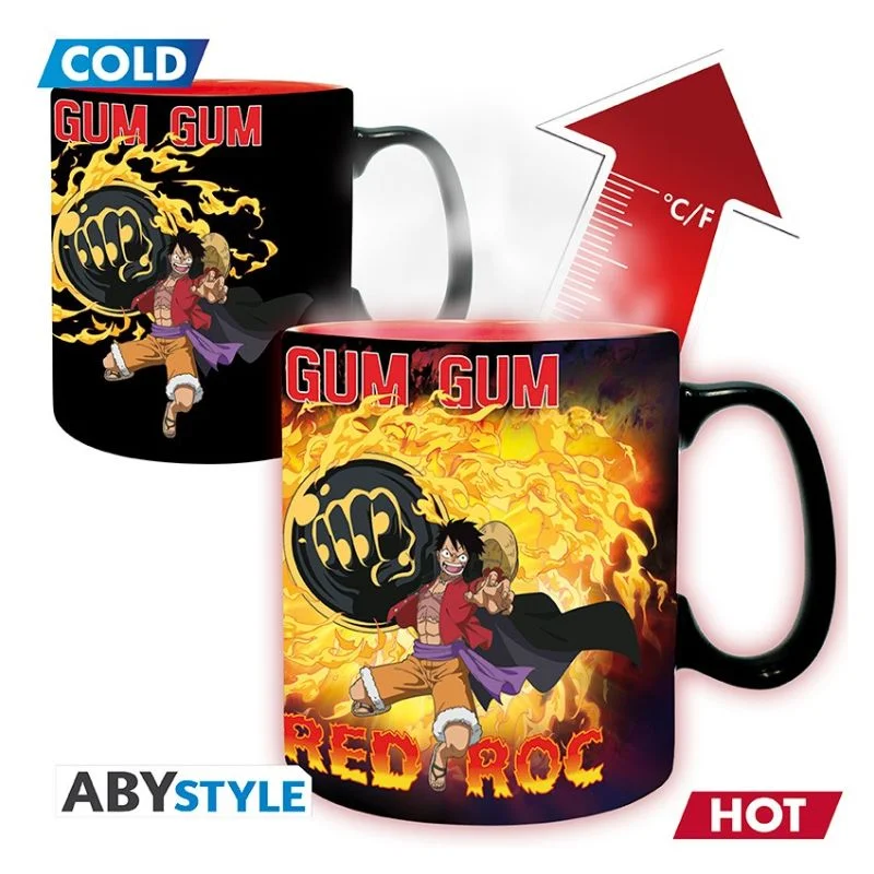 Mug termosensible Luffy vs Kaidou One Piece que cambia de color