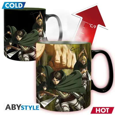 Taza termorreactiva Eren Ataque a los Titanes con efecto calor