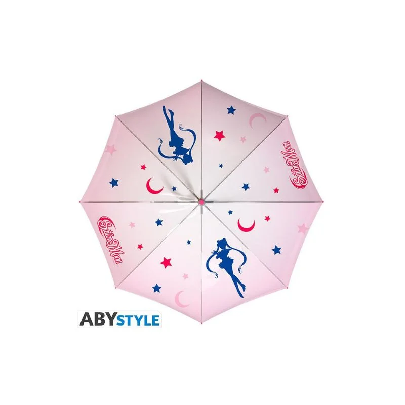 Paraguas rosa Sailor Moon con estrellas y lunas ABYstyle