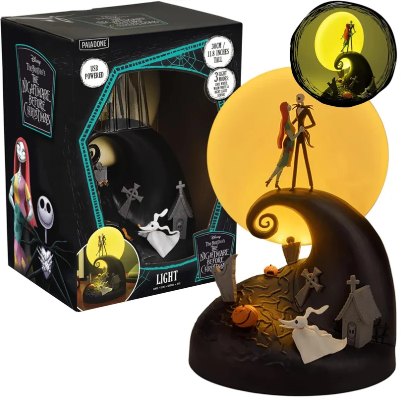 Lámpara diorama Jack y Sally Pesadilla Antes de Navidad con luz USB