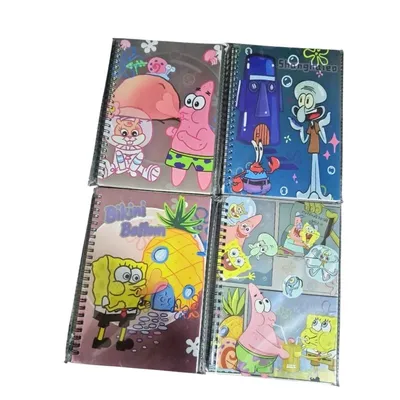 Cuaderno espiral Bob Esponja metalizado con diseños de personajes