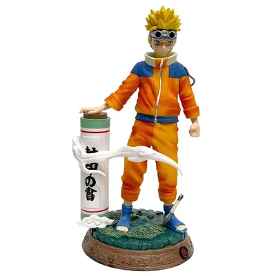 Figura Naruto Uzumaki con pergamino jutsu y base temática