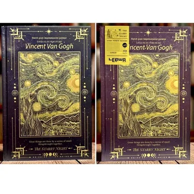 Agenda La Noche Estrellada de Vincent van Gogh con portada dorada