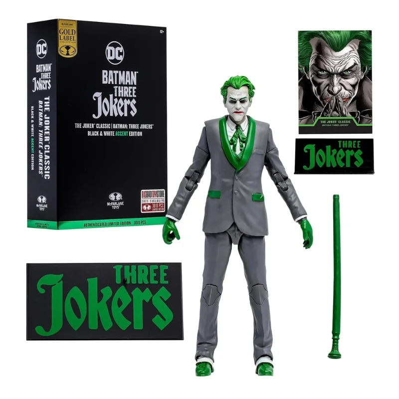 Figura de acción The Joker clásico Batman Three Jokers edición blanco y negro con accesorios