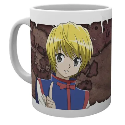 Taza Kurapika Hunter x Hunter con cabello amarillo y uniforme azul