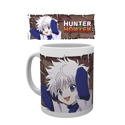 Taza Killua Hunter x Hunter con diseño de cerámica blanca
