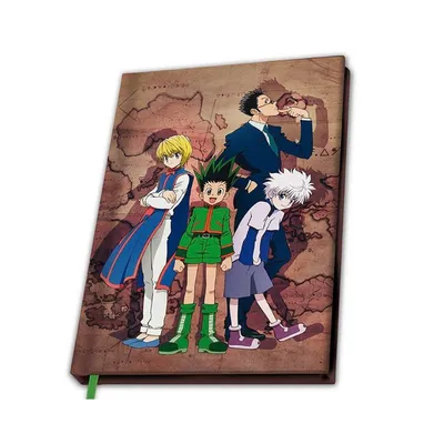 Cuaderno Hunter x Hunter con personajes principales y diseño vintage