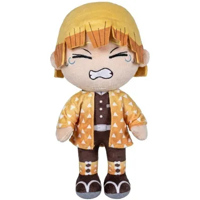 Peluche Zenitsu Agatsuma de Kimetsu no Yaiba con cabello rubio y atuendo amarillo