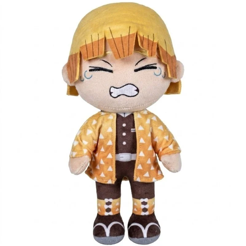 Peluche Zenitsu Agatsuma de Kimetsu no Yaiba con cabello rubio y atuendo amarillo