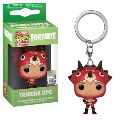 Llavero Funko POP Tricera Ops Fortnite rojo con cuernos