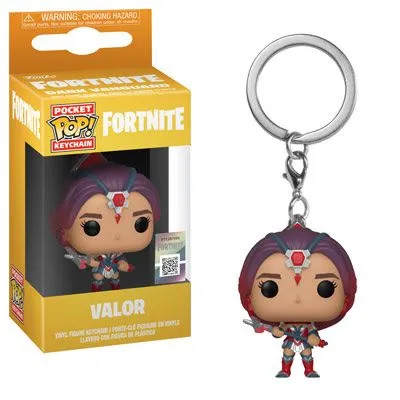 Llavero Funko POP Valor de Fortnite con cabello púrpura