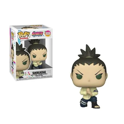 Funko Pop Shikadai de Boruto con cabello puntiagudo y ojos verdes