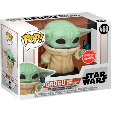 Funko Pop Grogu con mariposa azul Star Wars GameStop Exclusive