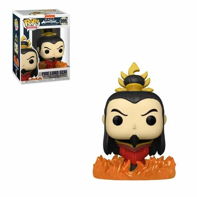 Funko Pop Ozai Señor del Fuego Avatar con corona dorada y base de fuego