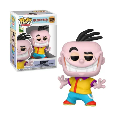 Funko Pop Eddy sonriendo con cabello negro y ropa amarilla azul