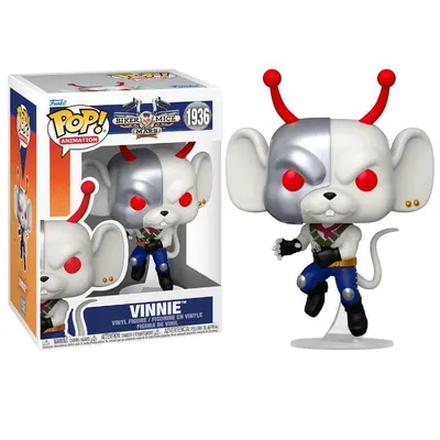 Funko Pop Vinnie Los Motorratones de Marte con cabeza plateada y antenas rojas