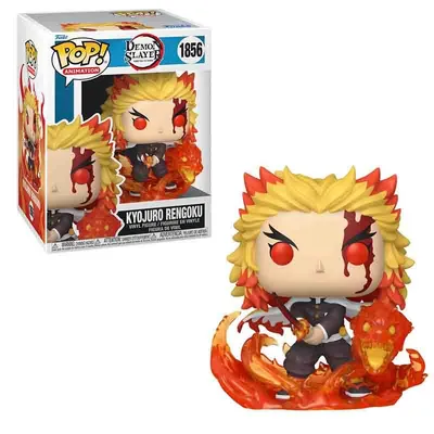 Funko Pop Kyojuro Rengoku con llamas rojas y doradas — Kimetsu no Yaiba
