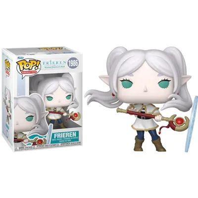 Funko Pop Frieren con cabello plateado y vara mágica