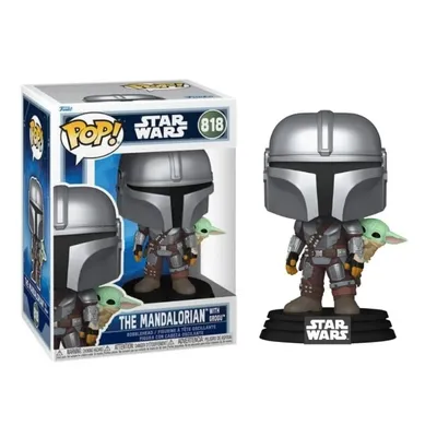 Funko Pop El Mandaloriano cargando a Grogu — Star Wars