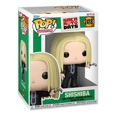 Funko Pop Shishiba de Sakamoto Days con cabello rubio y ropa negra