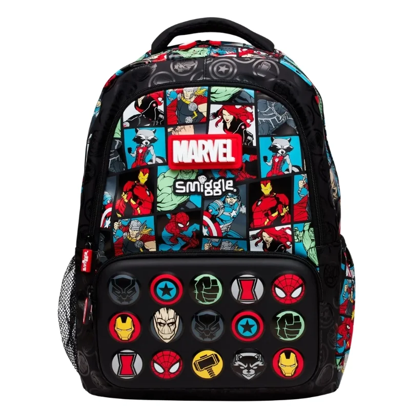 Mochila Marvel Smiggle con superhéroes en cómics e iconos