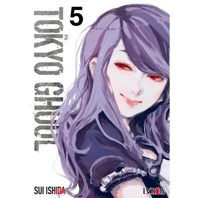 Manga Tokyo Ghoul tomo 5 con portada de personaje de cabello púrpura