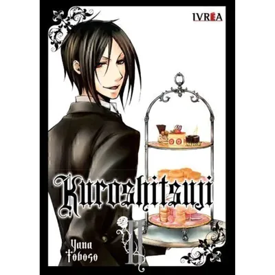 Portada Manga Kuroshitsuji Tomo 2 con Sebastian y bandeja de postres