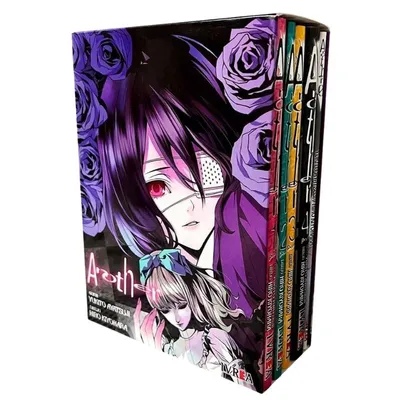 Boxset manga Another con ilustraciones púrpura y personaje central