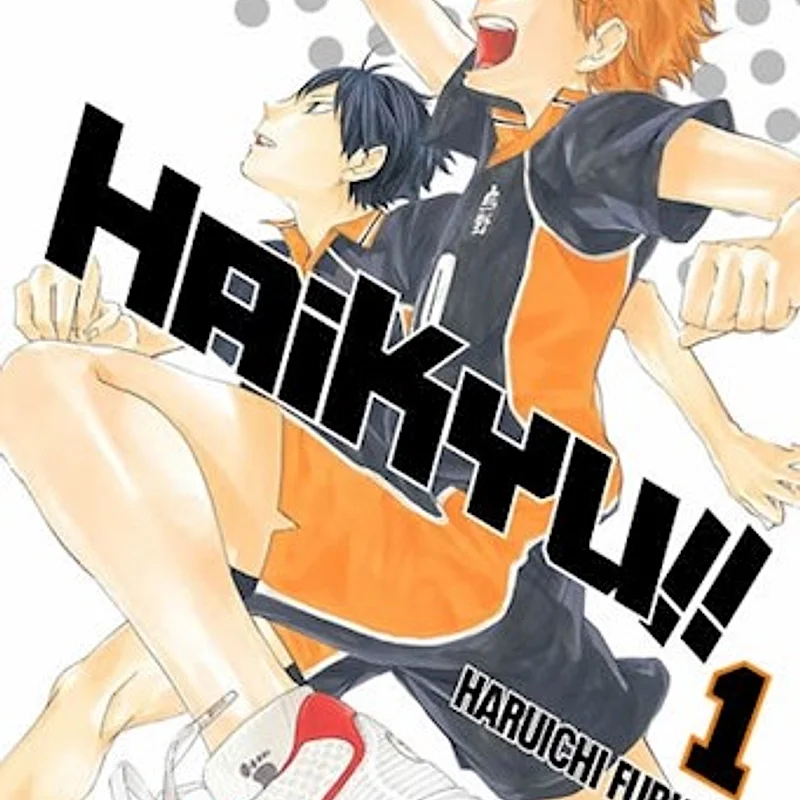 Manga Haikyu!! Volumen 1 con portada de personajes jugando voleibol