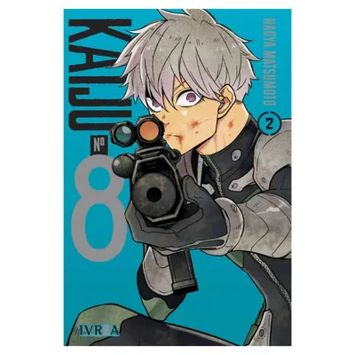 Portada del manga Kaiju Nº 8 tomo 2 con personaje apuntando arma