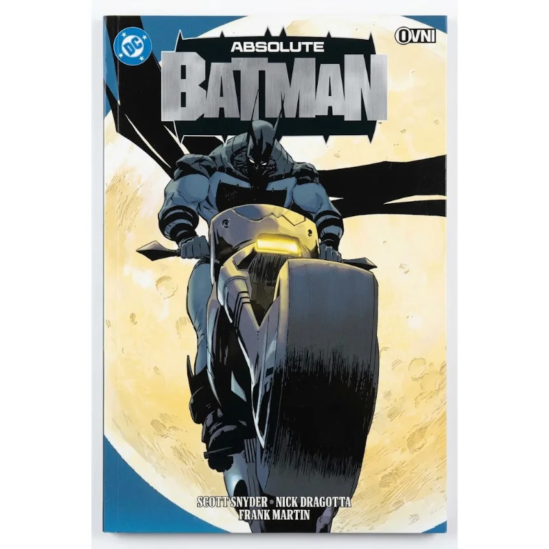 Cómic Absolute Batman portada con Batman en motocicleta futurista