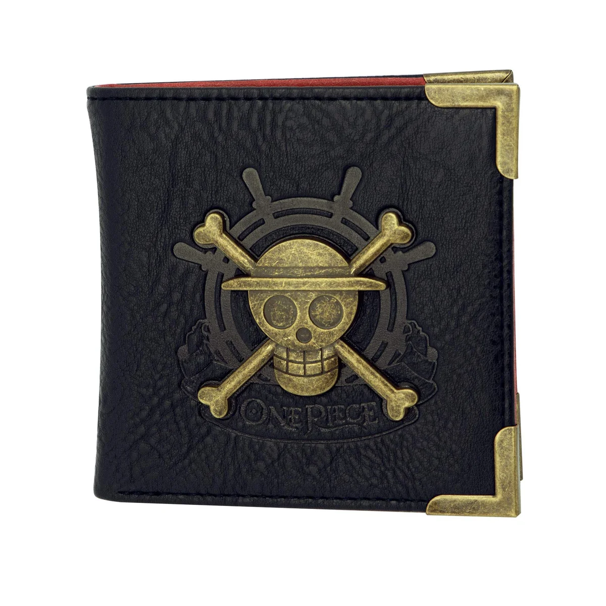 Billetera One Piece Calavera Timón Dorada (Pedido Exclusivo · entrega 2 a 3 semanas)