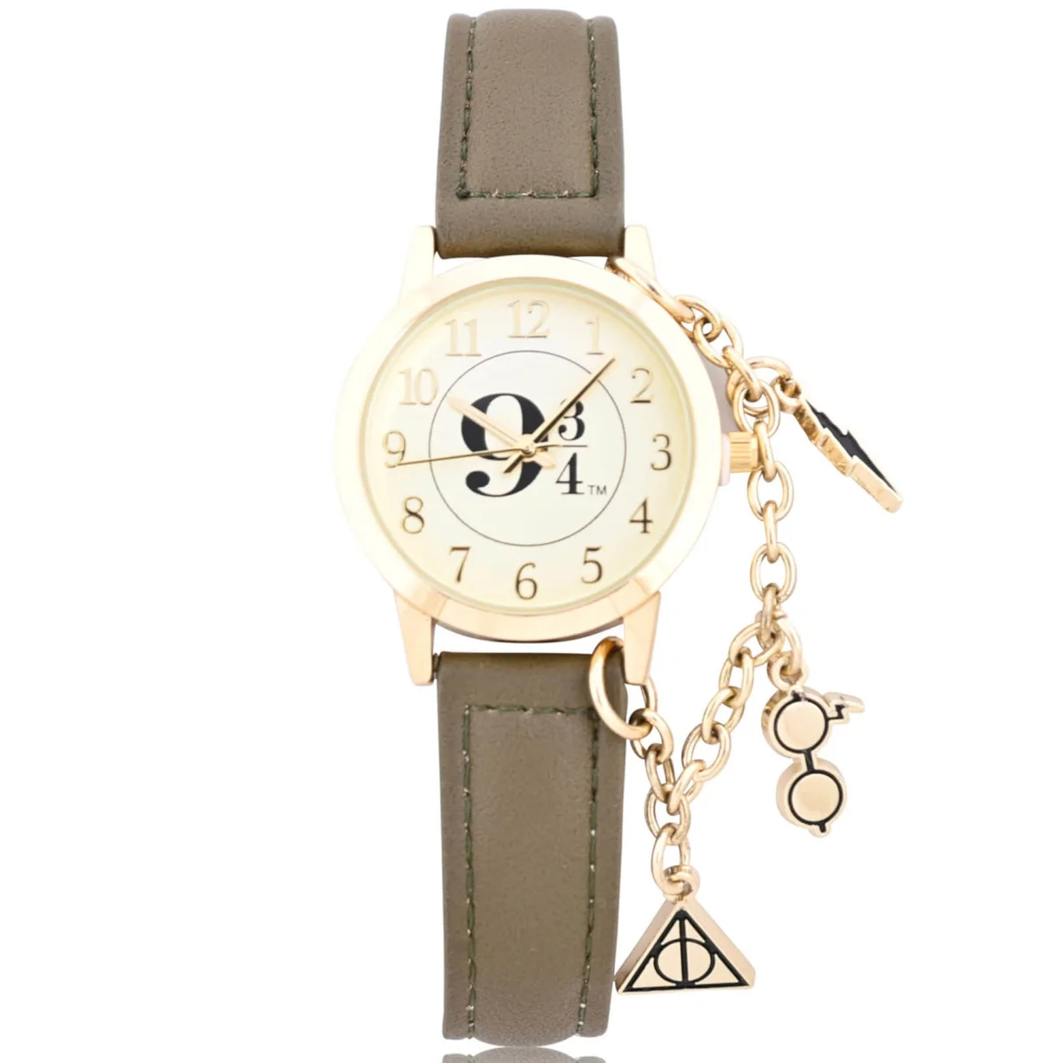 Reloj Harry Potter Plataforma 9 3/4 con Dijes Dorados (Pedido Exclusivo · entrega 2 a 3 semanas)