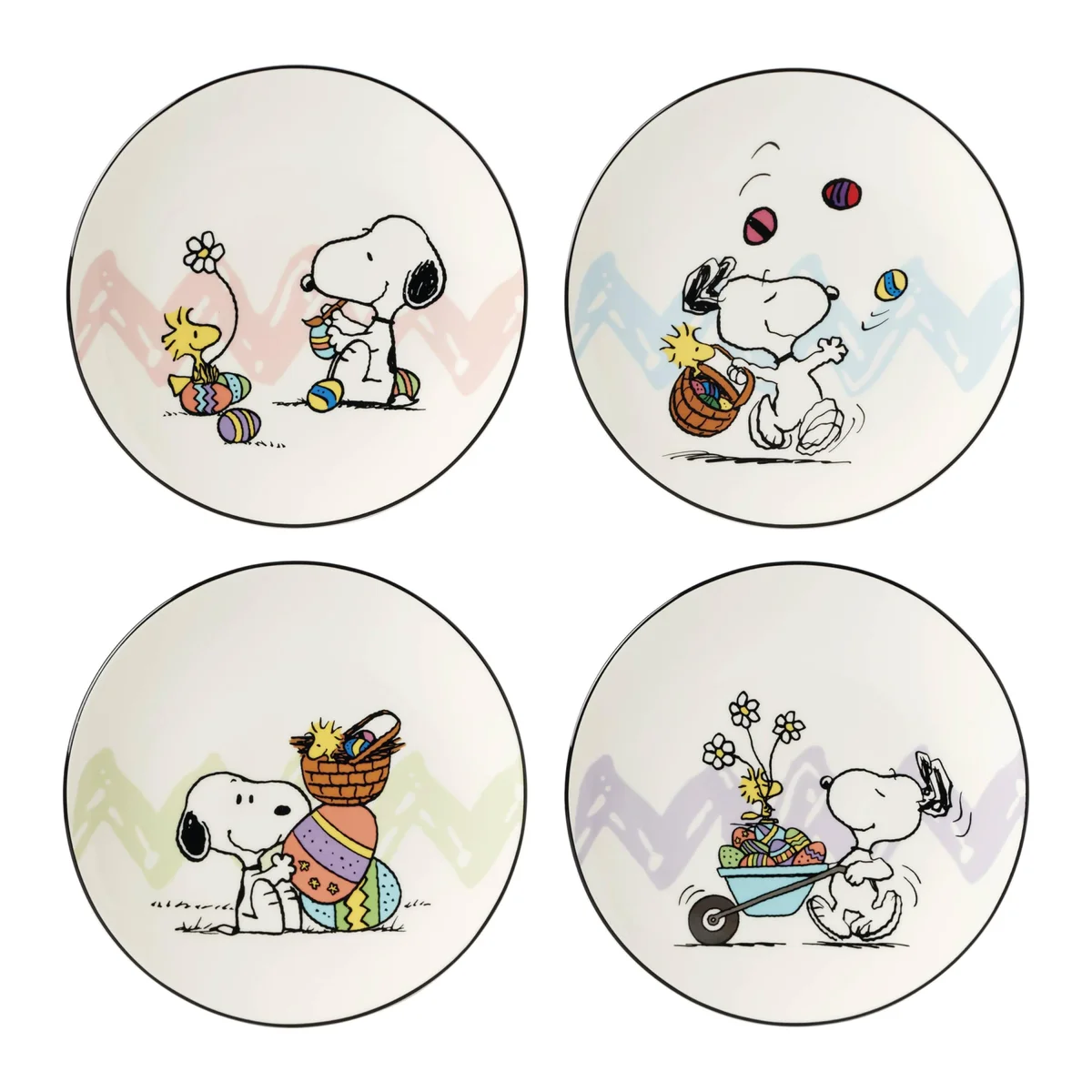 Juego de Platos Postre Snoopy Pascua 4 Piezas (Pedido Exclusivo · entrega 2 a 3 semanas)