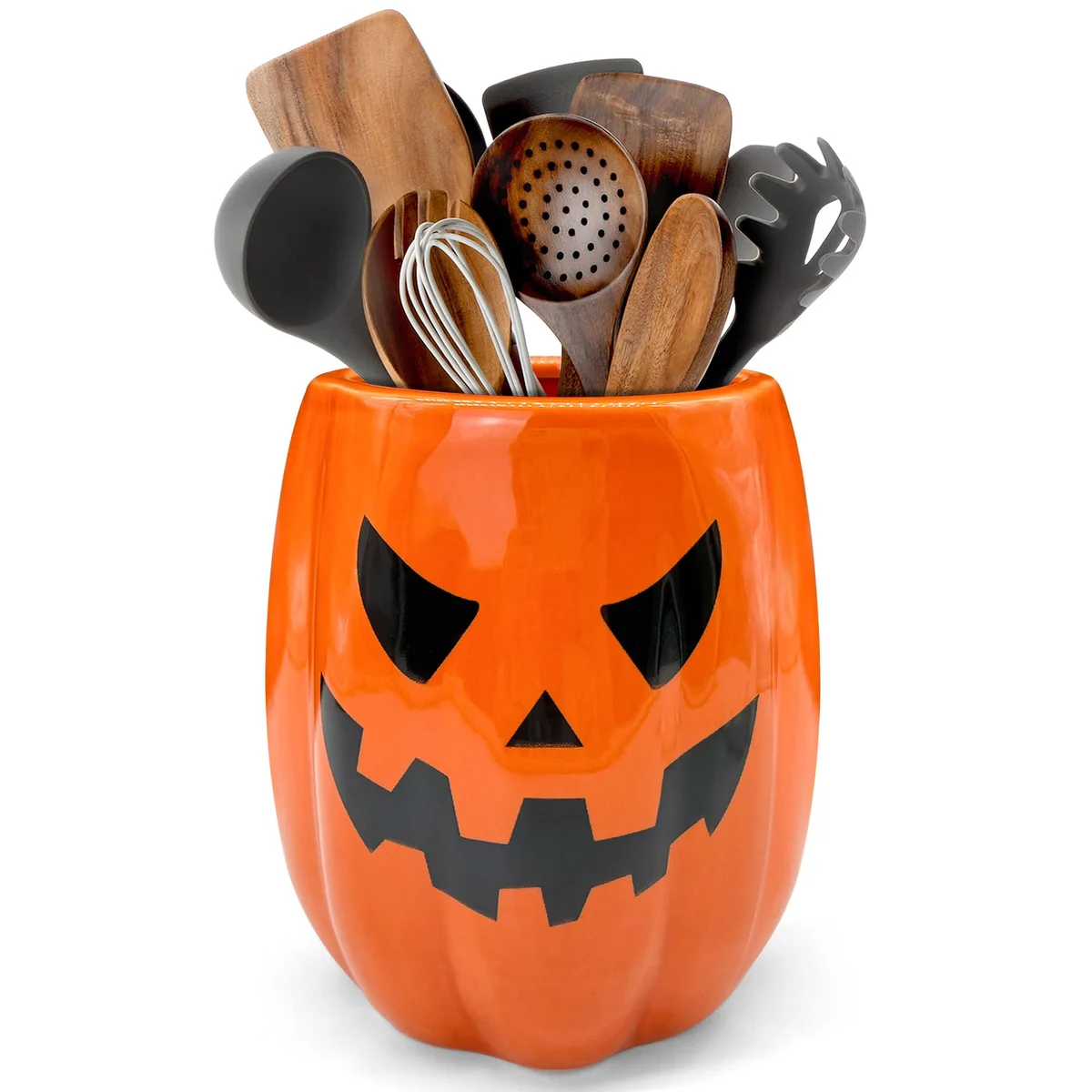 Soporte Utensilios Cocina Calabaza Halloween Sonrisa (Pedido Exclusivo · entrega 2 a 3 semanas)
