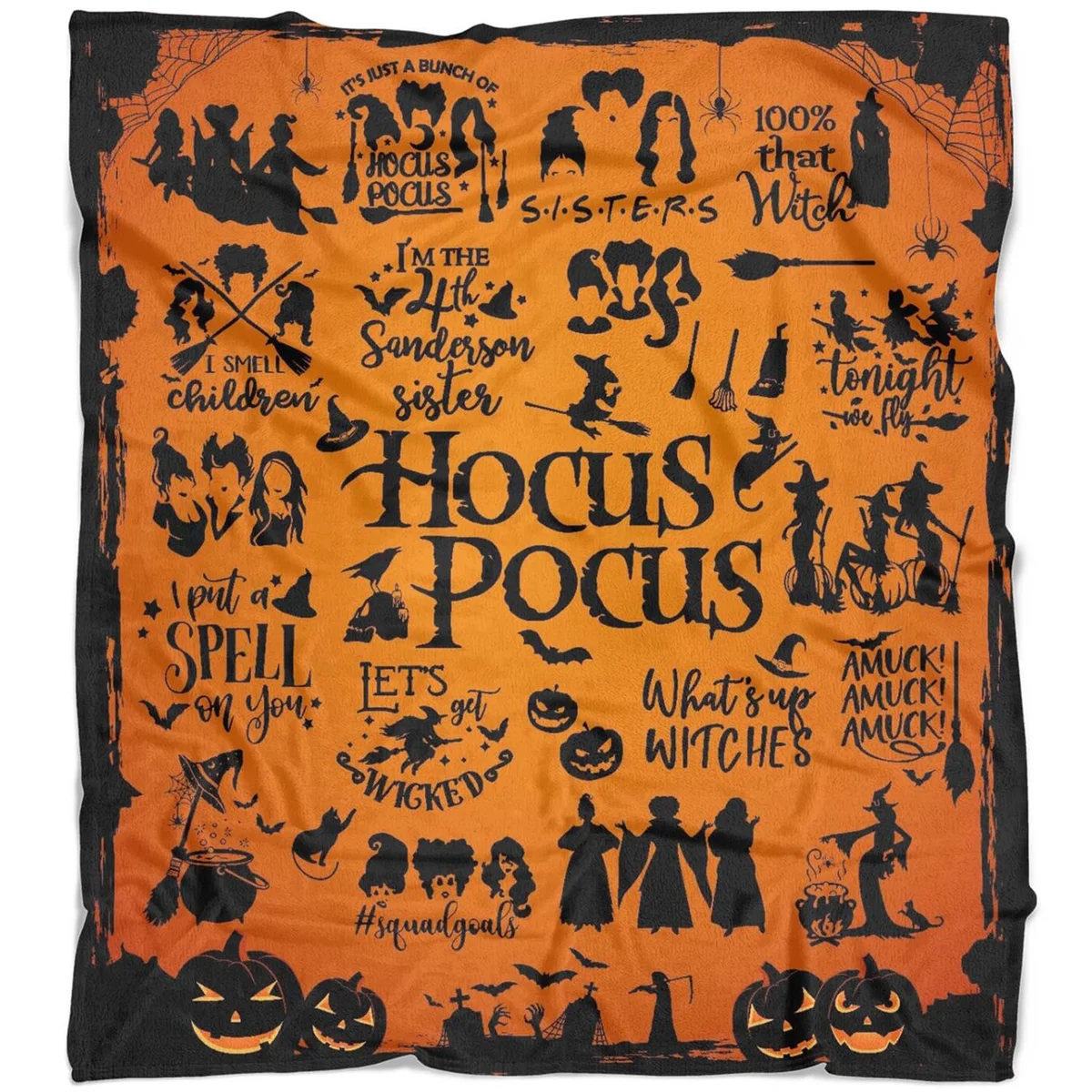 Manta Polar Hocus Pocus Diseño Brujas Halloween (Pedido Exclusivo · entrega 2 a 3 semanas)