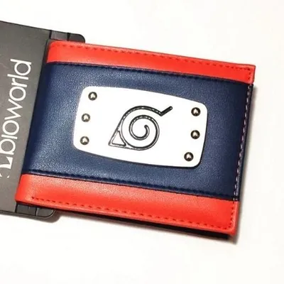 Billetera Naruto Símbolo de la Aldea con Bandana Roja y Azul
