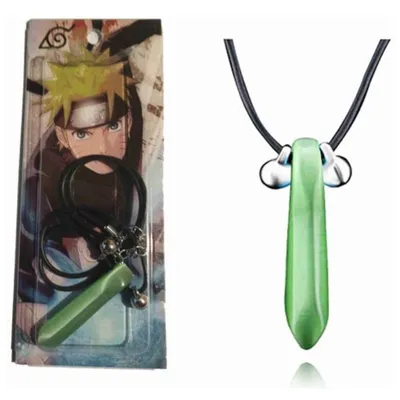 Collar Hashirama Hokage Naruto Shippuden verde con cadena negra
