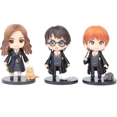 Set de 3 figuras Harry Potter con mascotas - Hermione, Harry y Ron