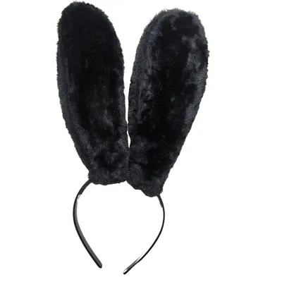 Diadema con orejas de conejo peluche negro