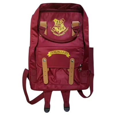 Mochila Hogwarts vinotinto con escudo dorado — Harry Potter