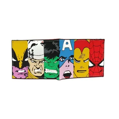Billetera Marvel Avengers con rostros de seis héroes en goma
