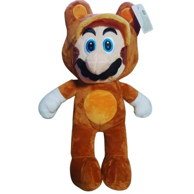 Peluche Mario Bros con disfraz Tanuki naranja