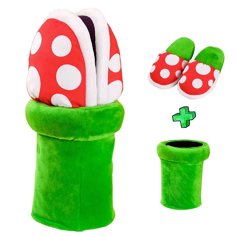 Pantuflas Planta Piraña Super Mario Bros con maceta verde